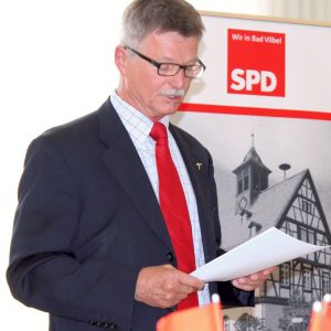 Jahreshauptversammlung SPD Bad Vilbel 2015, Udo Landgrebe bei seinem Bericht