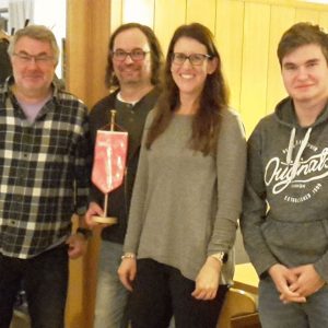 Das Bild zeigt Jürgen Ahäuser, Gerd Rinck, Mirjam Fuhrmann und Janis Ahäuser, von links nach rechts.