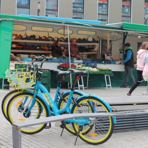 Leihräder auf dem Wochenmarkt in Bad Vilbel